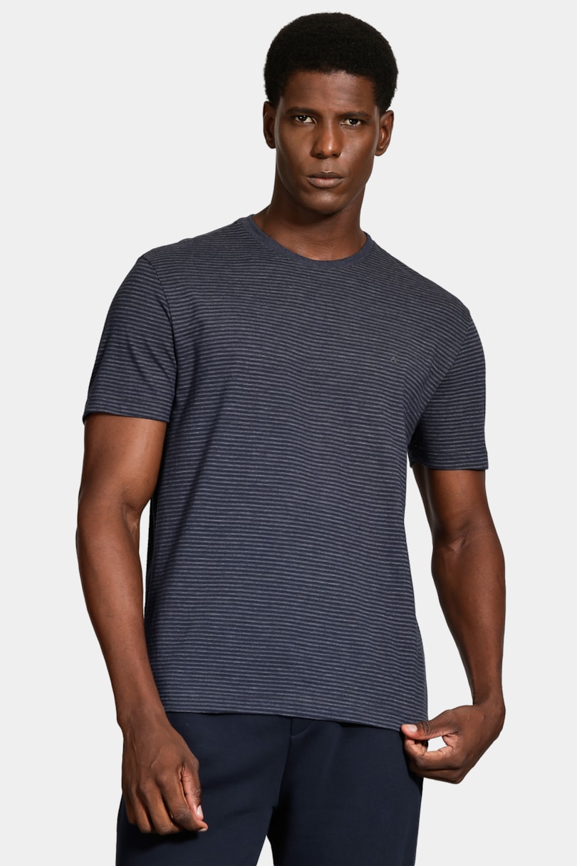 Camiseta Manga Curta Piquet Jacquard Marinho