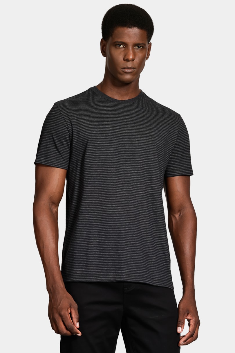 Camiseta Manga Curta Piquet Jacquard Preto