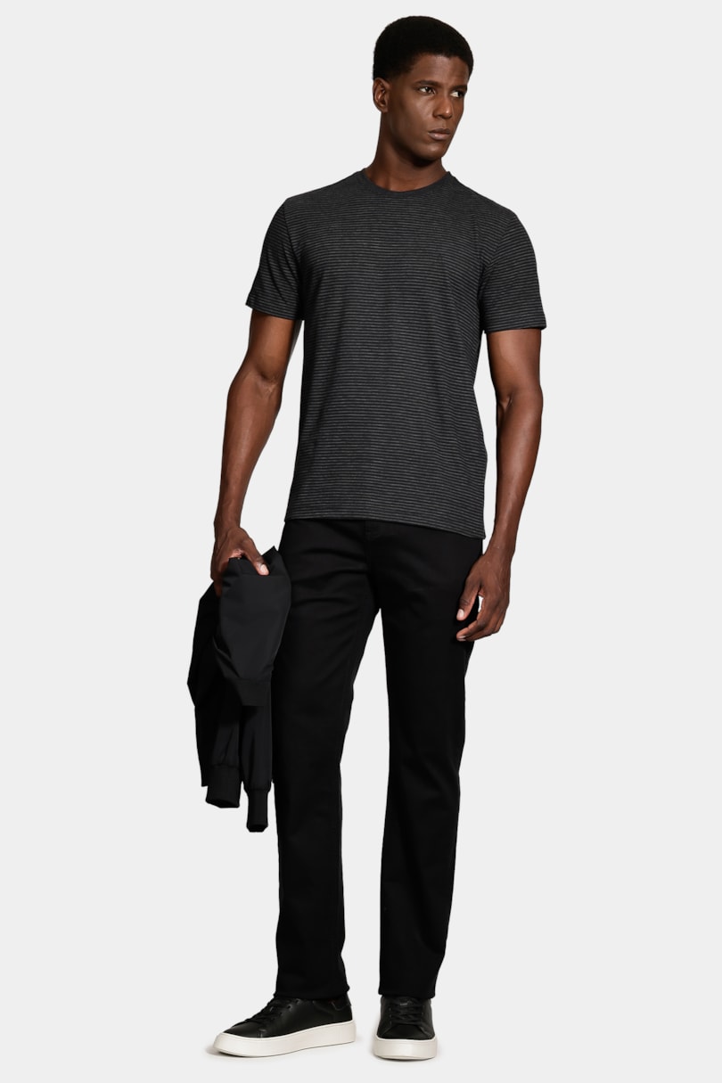 Camiseta Manga Curta Piquet Jacquard Preto