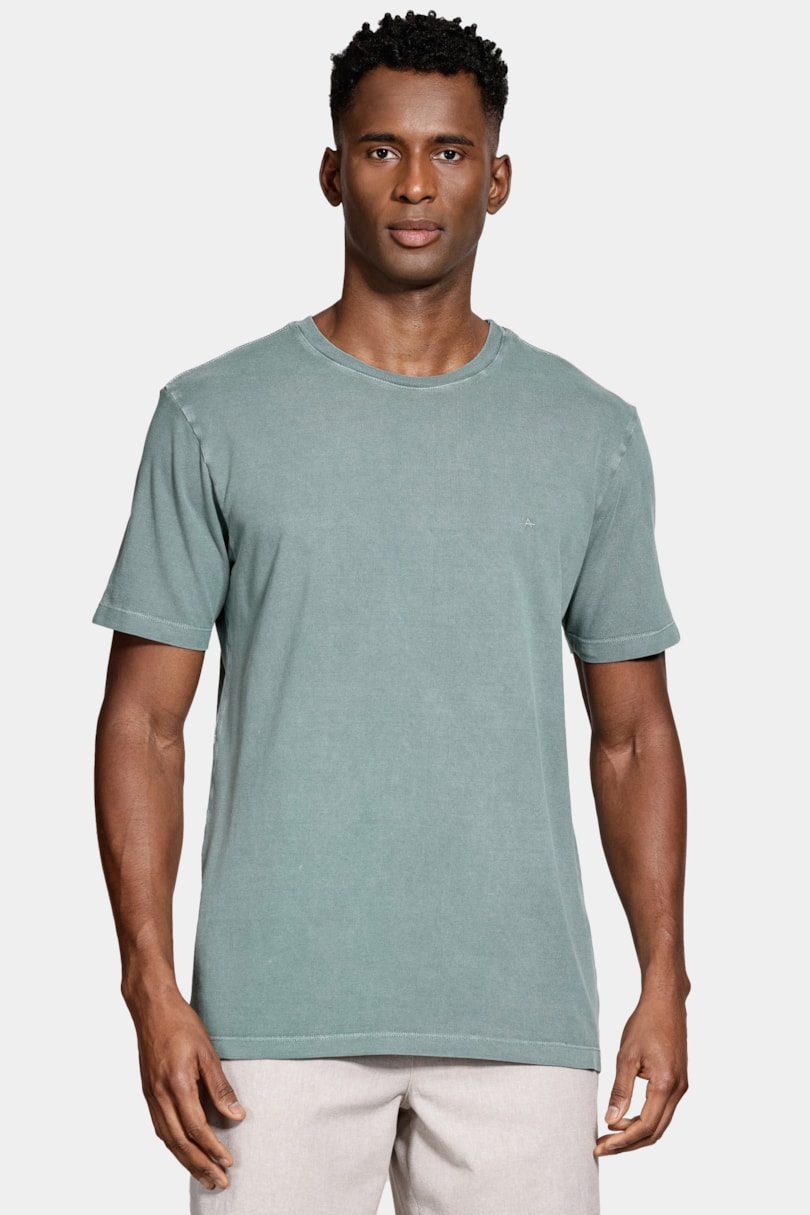Camiseta Manga Curta Piquet Lavado Verde Bandeira