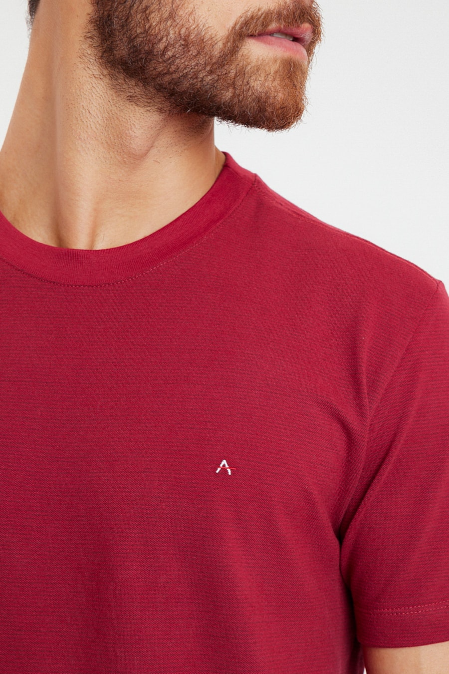 Camiseta Manga Curta Piquet Listrado Bordeaux — foto 1 de 2