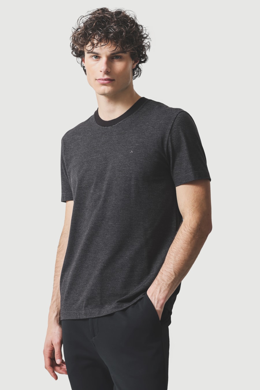 Camiseta Manga Curta Piquet Listrado Café 117 — foto 1 de 5