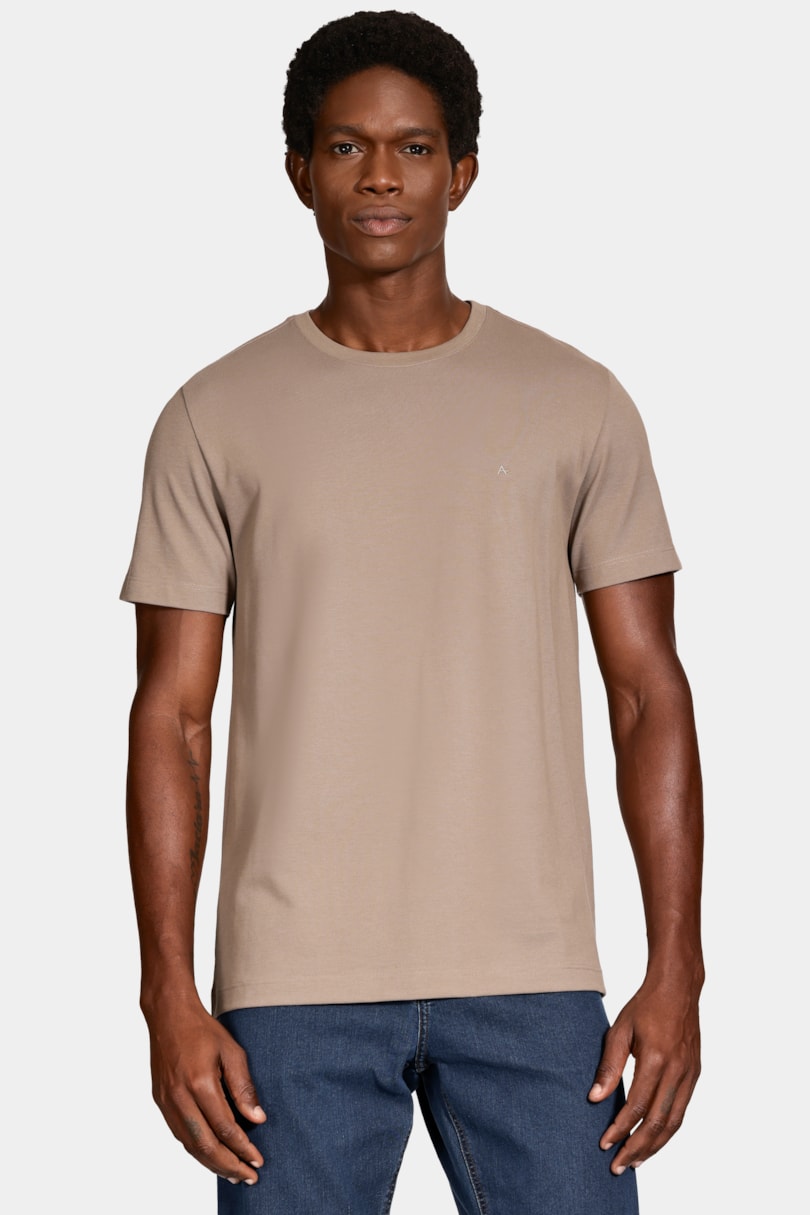 Camiseta Manga Curta Piquet Peruano Amendoa