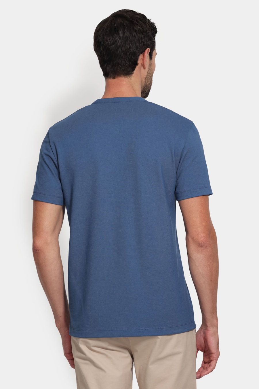 Camiseta Manga Curta Piquet Peruano Azul Jeans — foto 4 de 5