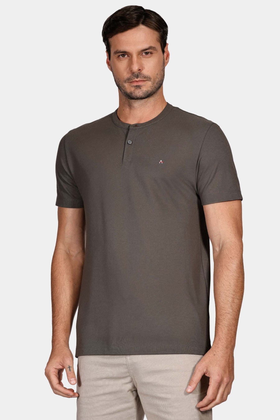 Camiseta Manga Curta Piquet Peruano Chumbo — foto 1 de 4