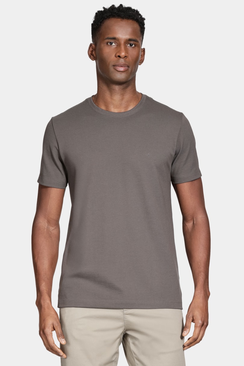 Camiseta Manga Curta Piquet Peruano Chumbo
