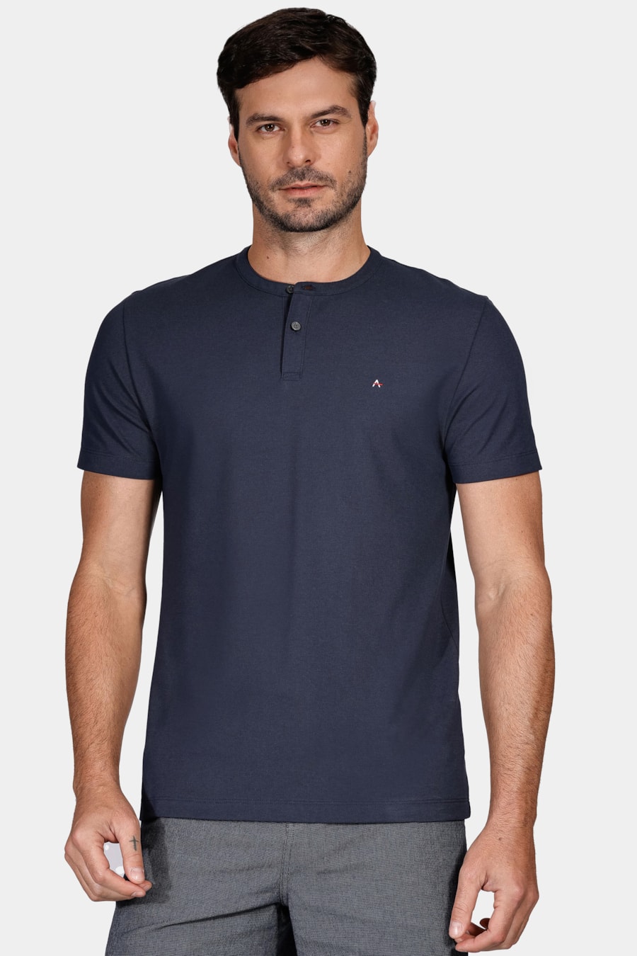 Camiseta Manga Curta Piquet Peruano Marinho — foto 1 de 4