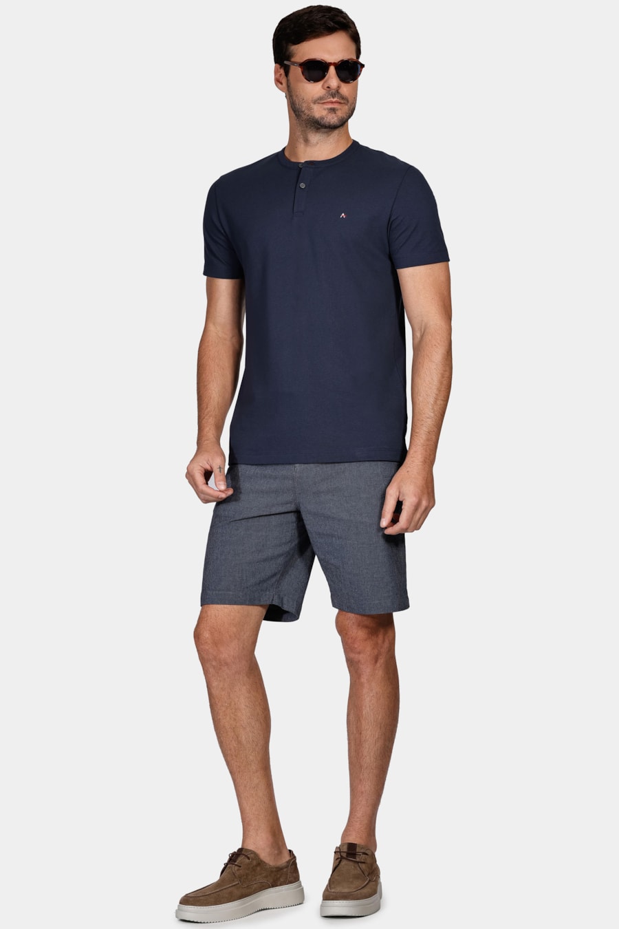 Camiseta Manga Curta Piquet Peruano Marinho — foto 2 de 4
