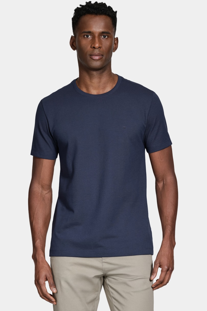 Camiseta Manga Curta Piquet Peruano Marinho