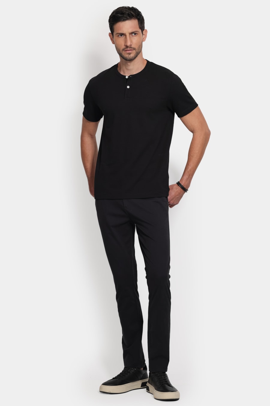 Camiseta Manga Curta Piquet Peruano Preto — foto 2 de 5