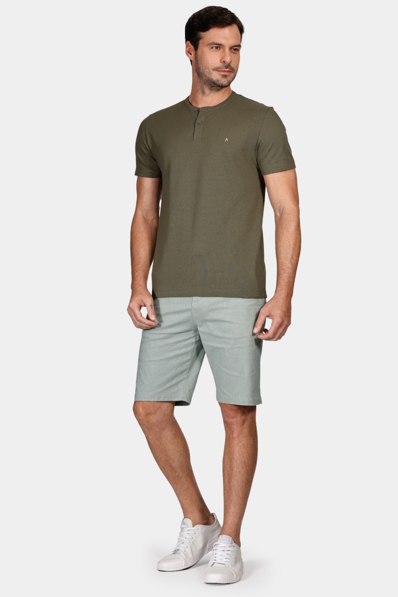 Camiseta Manga Curta Piquet Peruano Verde Militar