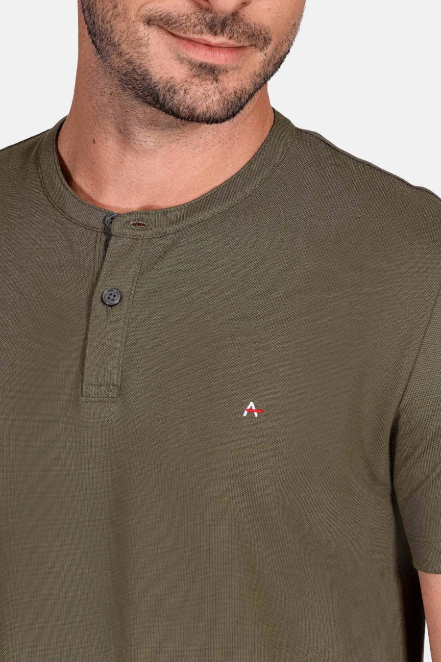 Camiseta Manga Curta Piquet Peruano Verde Militar — foto 3 de 4