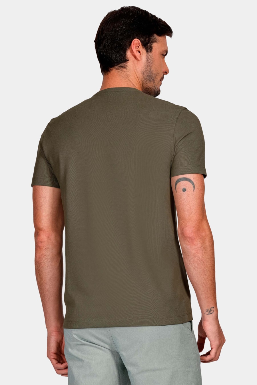 Camiseta Manga Curta Piquet Peruano Verde Militar — foto 4 de 4