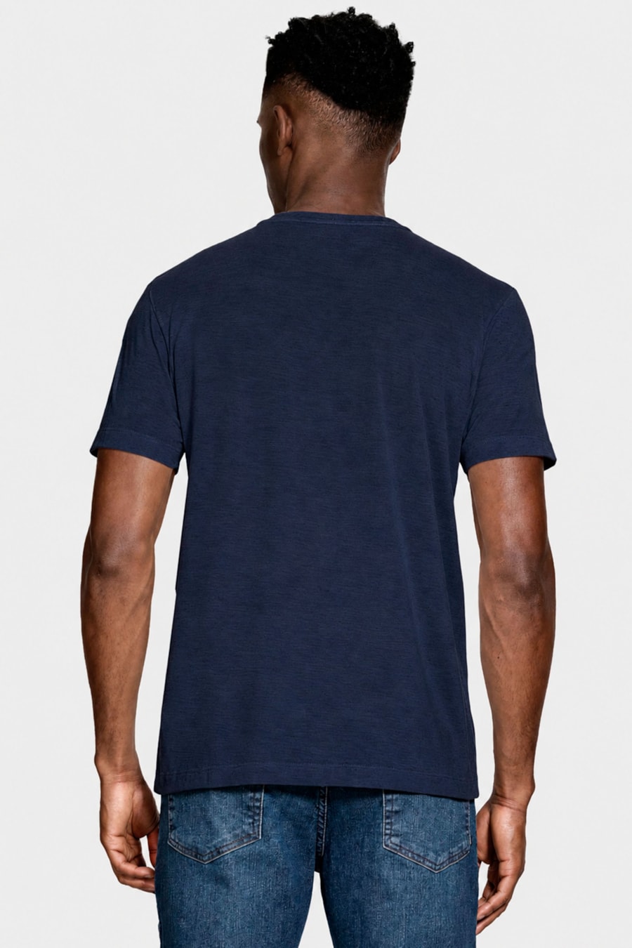 Camiseta Manga Curta Portuguesa em Blend de Linho Marinho — foto 4 de 5