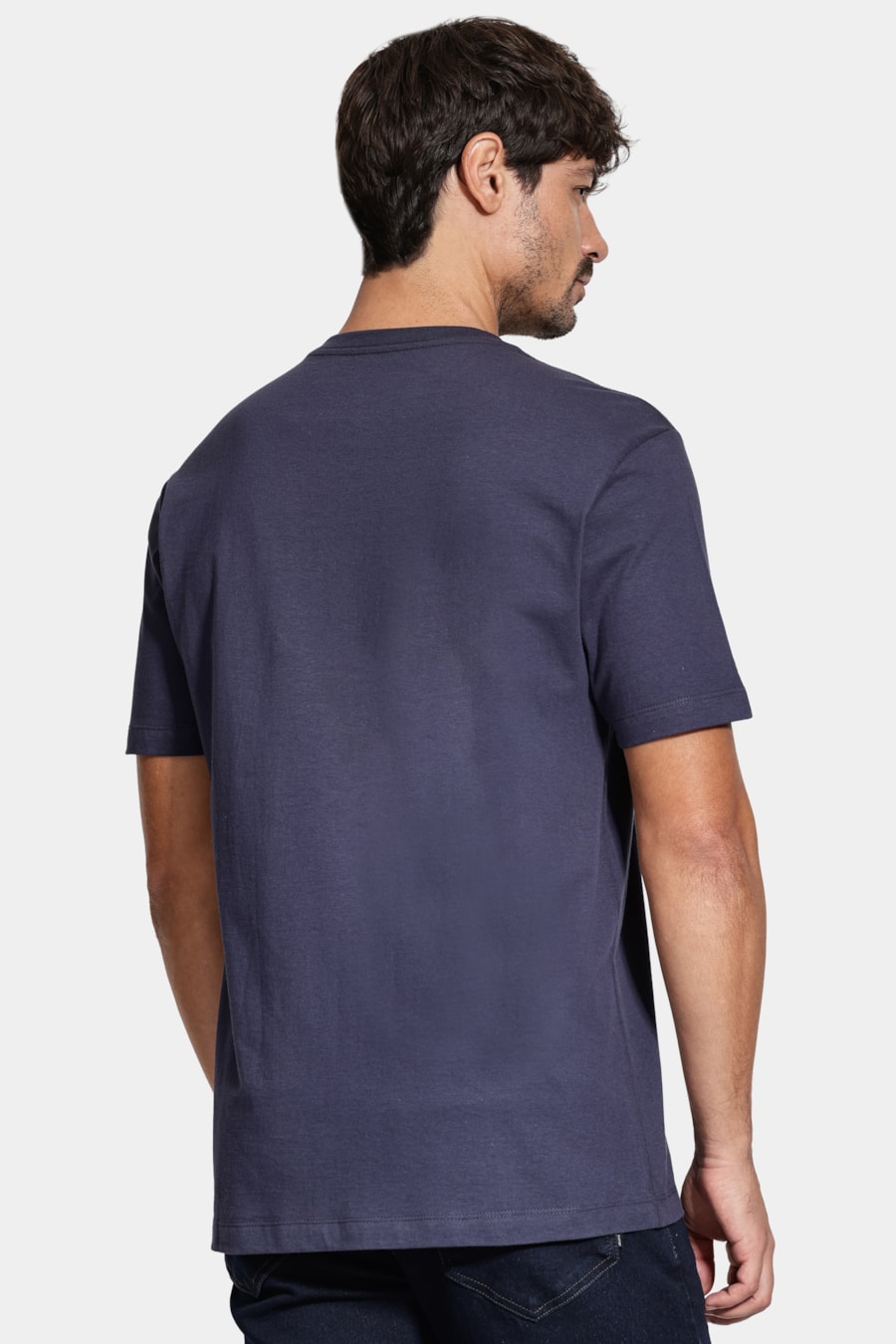 Camiseta Manga Curta Silk Listras Marinho — foto 4 de 5