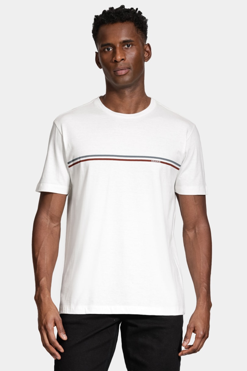 Camiseta Manga Curta Silk Listras Off White