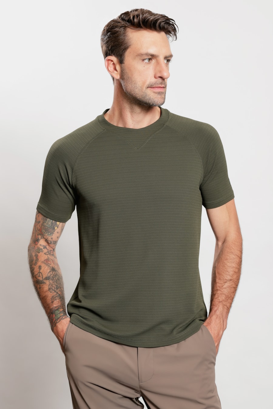 Camiseta Manga Curta Soft Duo Verde Militar — foto 1 de 7