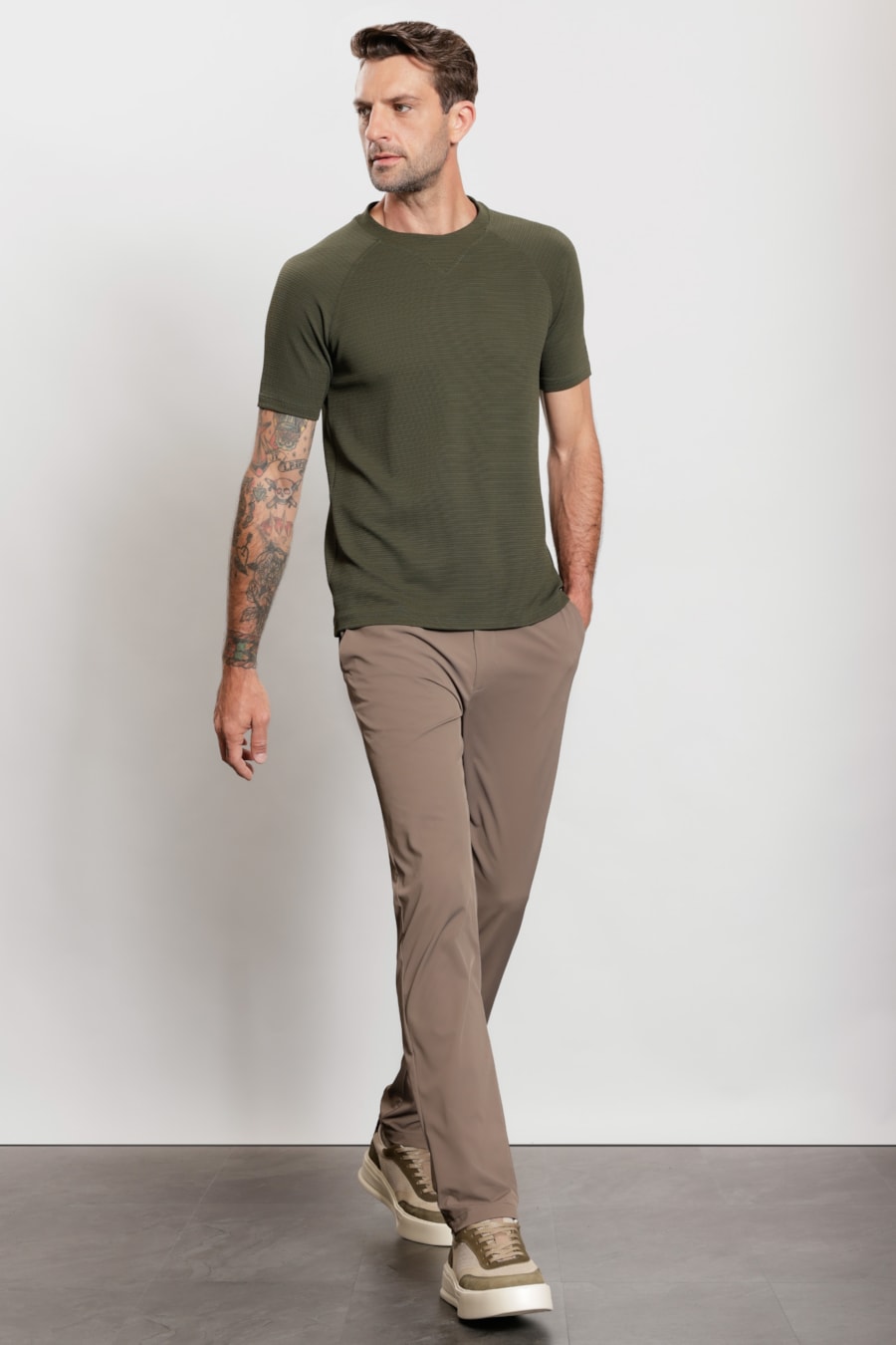 Camiseta Manga Curta Soft Duo Verde Militar — foto 2 de 7