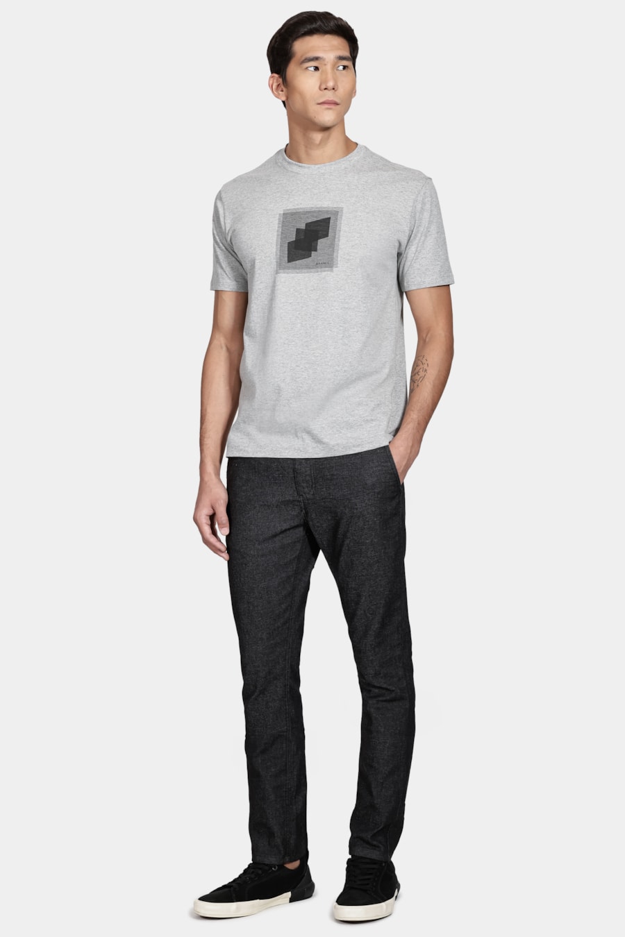 Camiseta Manga Curta Square Cinza Mescla — foto 2 de 4