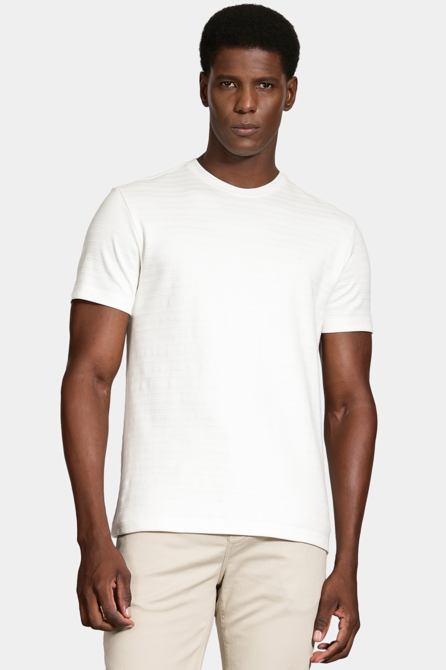 Camiseta Manga Curta Suedine Canelado Off White — foto 1 de 5