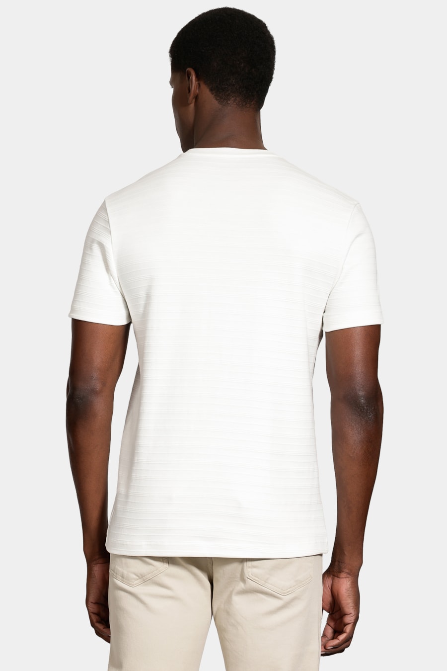Camiseta Manga Curta Suedine Canelado Off White — foto 4 de 5