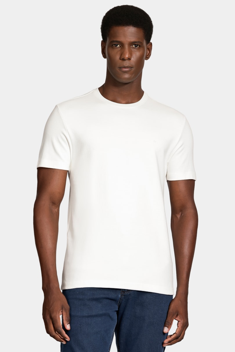 Camiseta Manga Curta Suedine Mini Off White