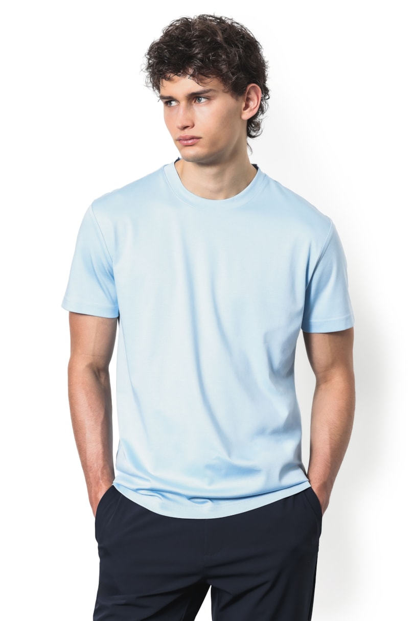 Camiseta Manga Curta Tencel Soft Azul Claro