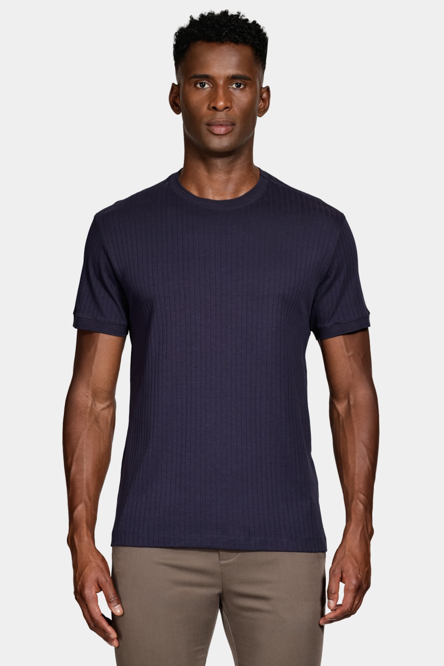 Camiseta Manga Curta Textura Listra Marinho — foto 1 de 5