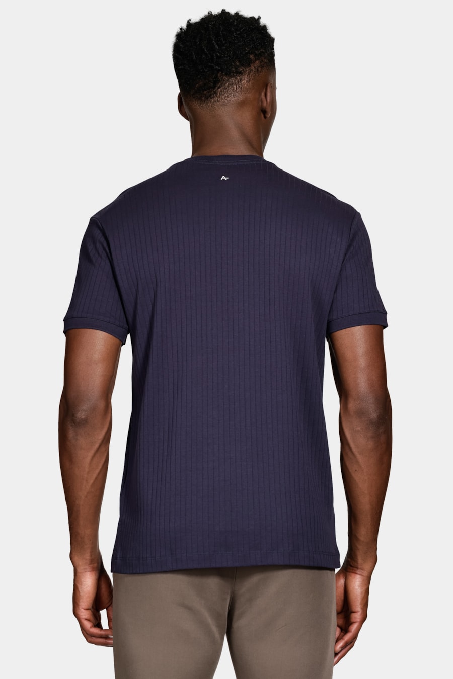 Camiseta Manga Curta Textura Listra Marinho — foto 4 de 5
