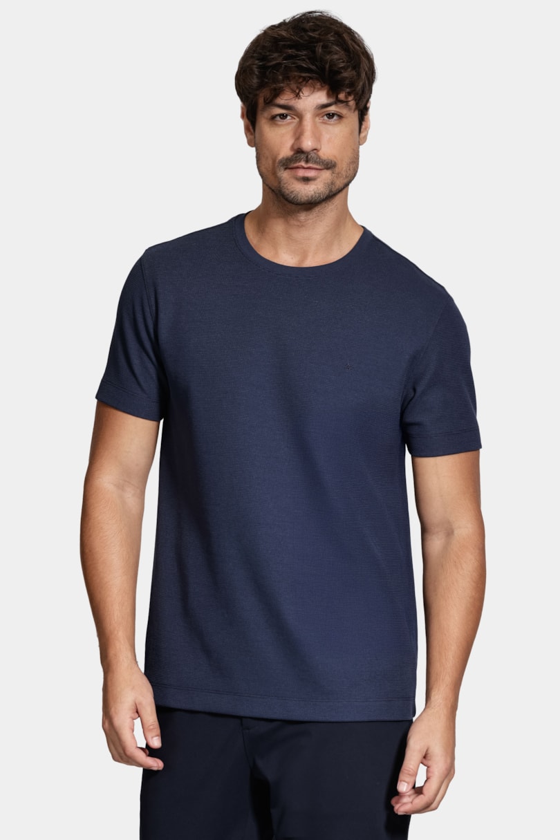 Camiseta Manga Curta Texture Interlock Navy