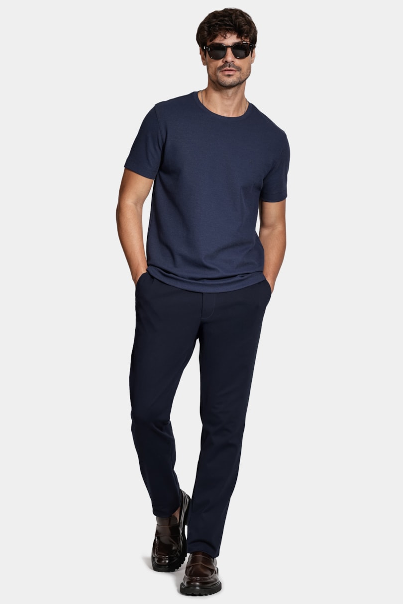 Camiseta Manga Curta Texture Interlock Navy