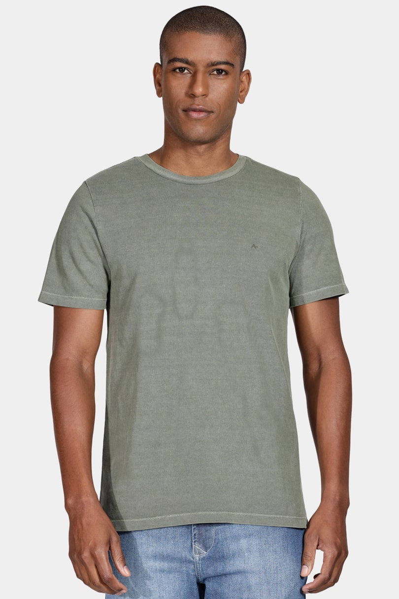 Camiseta Manga Curta Tinturada Verde Militar