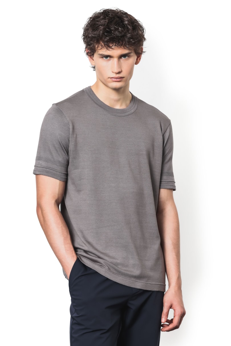 Camiseta Manga Curta Tricot Dual Knit Fume