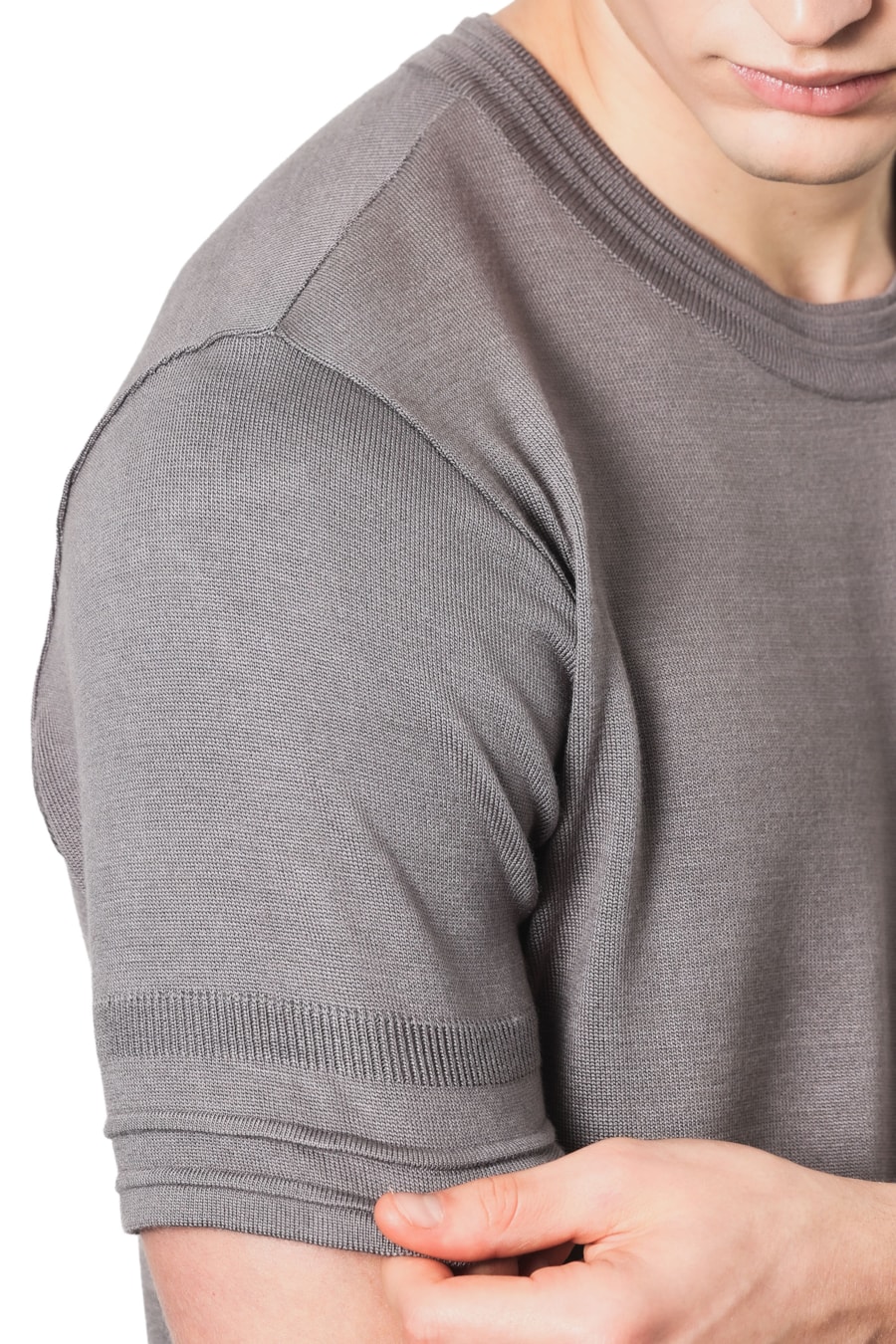 Camiseta Manga Curta Tricot Dual Knit Fume — foto 4 de 7