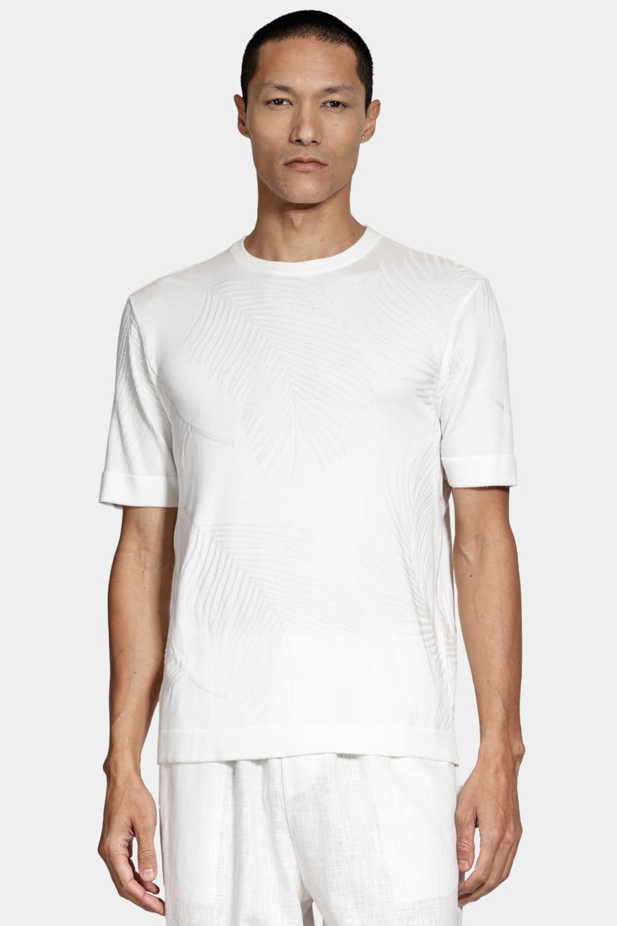 Camiseta Manga Curta Tricot Jacquard Palms Off White — foto 1 de 6