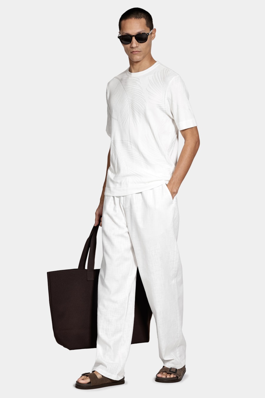 Camiseta Manga Curta Tricot Jacquard Palms Off White — foto 2 de 6