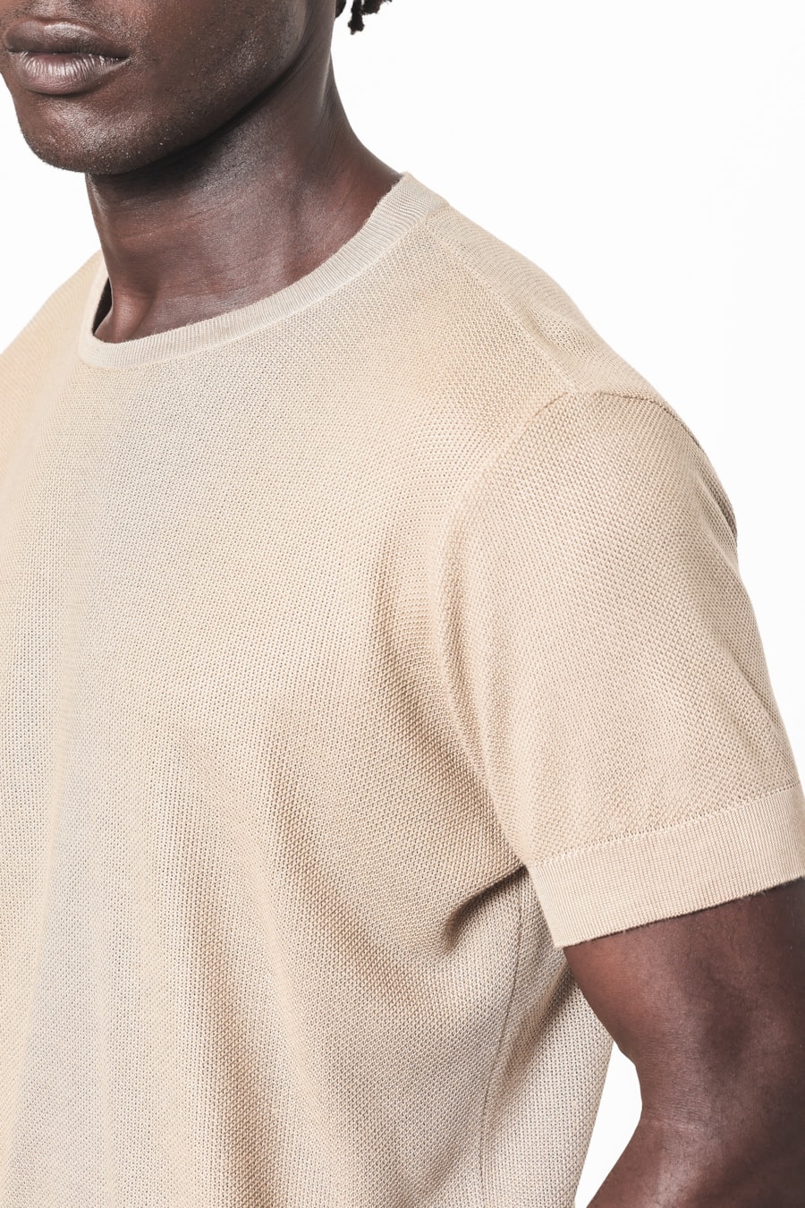 Camiseta Manga Curta Tricot Rawsoft Areia — foto 4 de 10