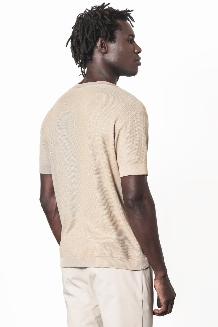 Camiseta Manga Curta Tricot Rawsoft Areia — foto 6 de 10