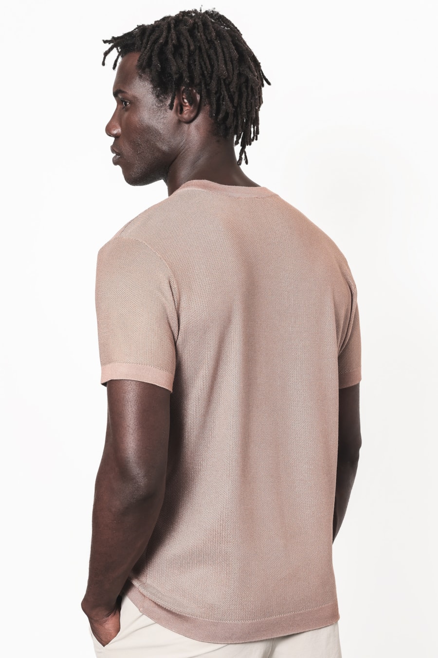 Camiseta Manga Curta Tricot Rawsoft Castanho — foto 4 de 6