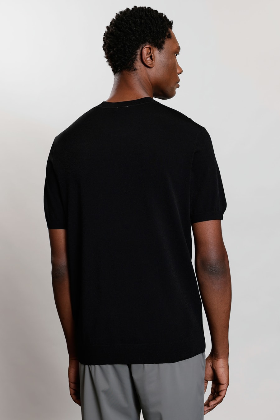 Camiseta Manga Curta Tricot Rayon Jacquard Preto — foto 4 de 6