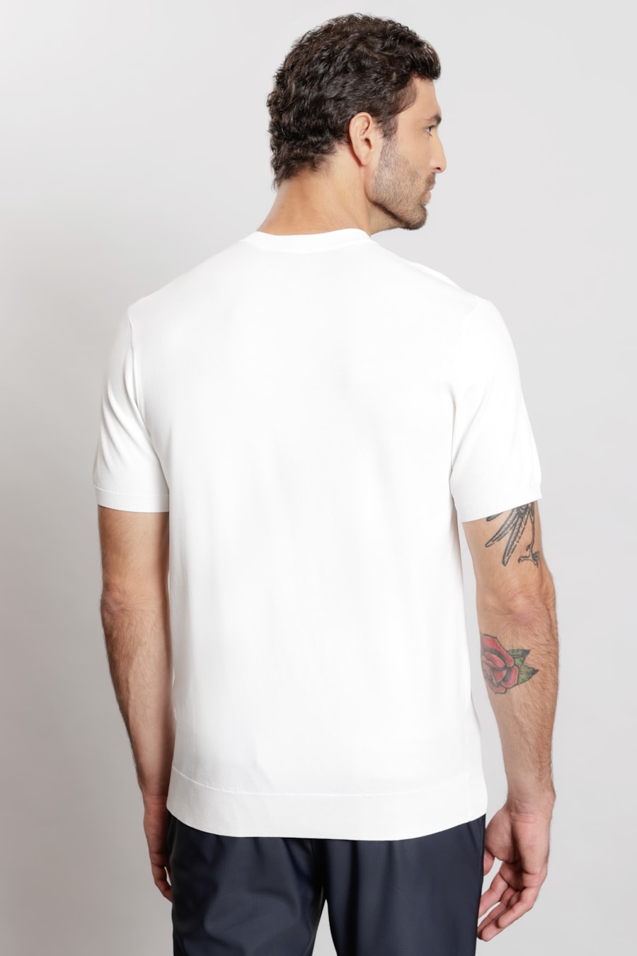 Camiseta Manga Curta Tricot Rayon Ziper Branco Polar — foto 4 de 6
