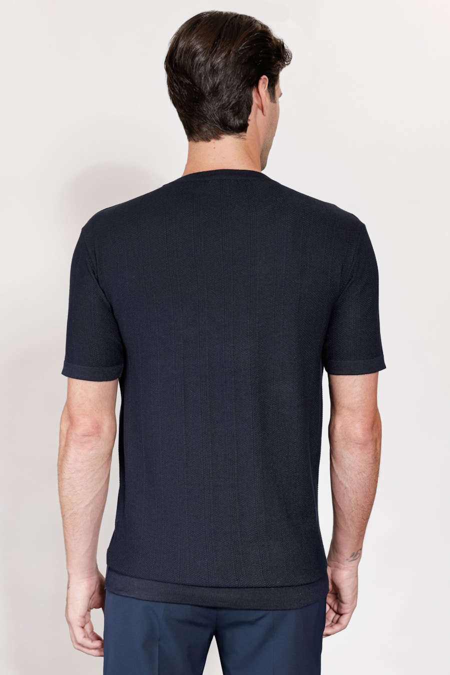 Camiseta Manga Curta Tricot Texturado Traveller Marinho — foto 4 de 5