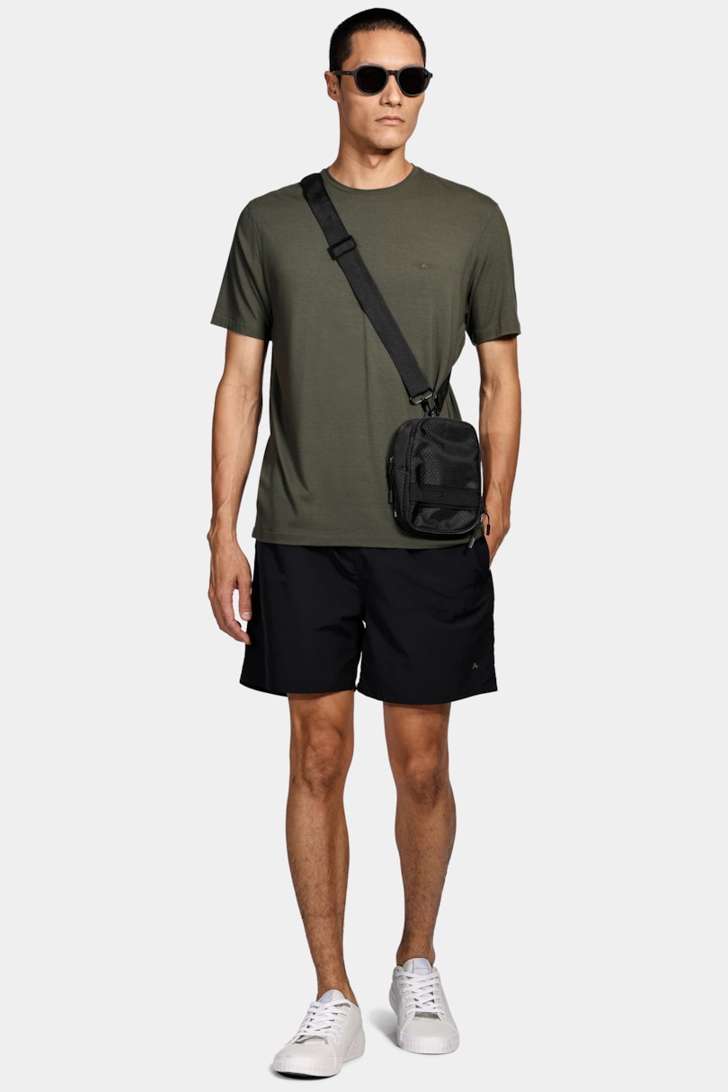 Camiseta Manga Curta Viscolycra Verde Folha Seca