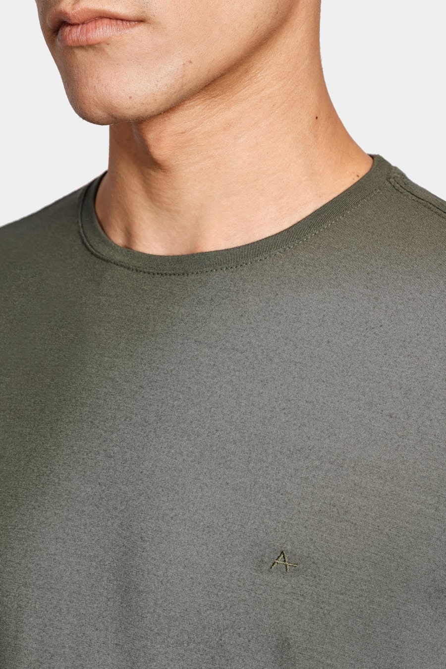 Camiseta Manga Curta Viscolycra Verde Folha Seca — foto 3 de 4