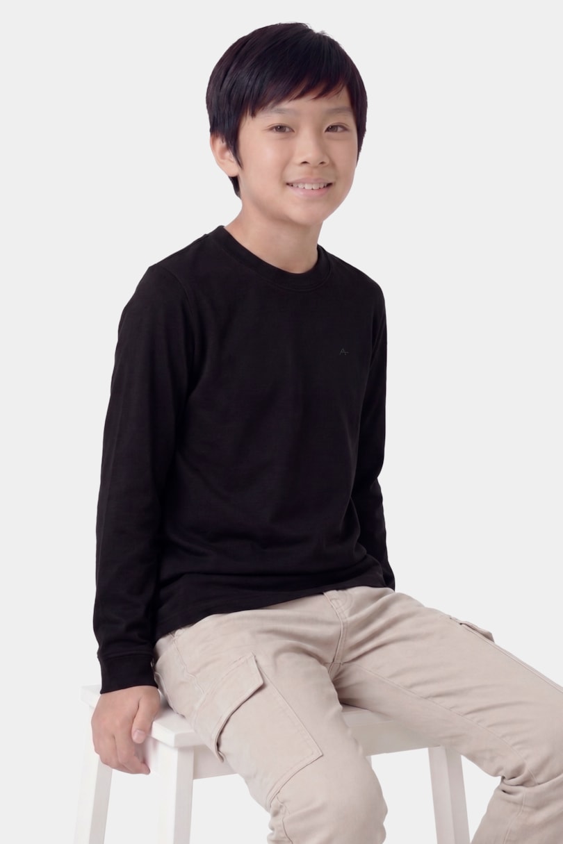 Camiseta Manga Longa Infantil Básica Preto