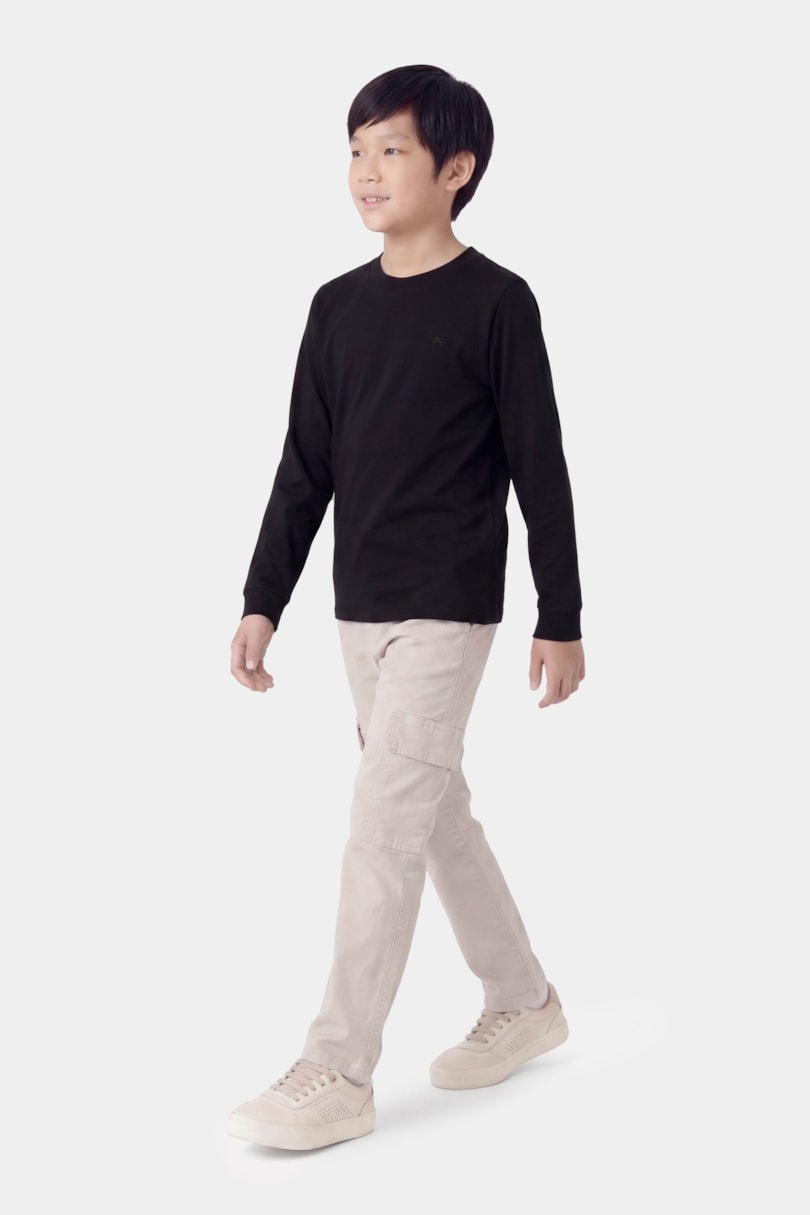 Camiseta Manga Longa Infantil Básica Preto