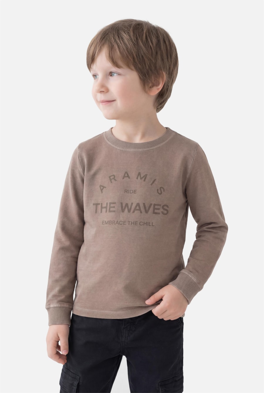 Camiseta Manga Longa Infantil Estampa Ride The Waves Castor 117 — foto 1 de 3
