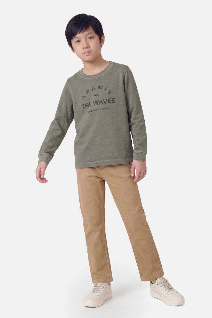 Camiseta Manga Longa Infantil Estampa Ride The Waves Militar 117 — foto 2 de 3