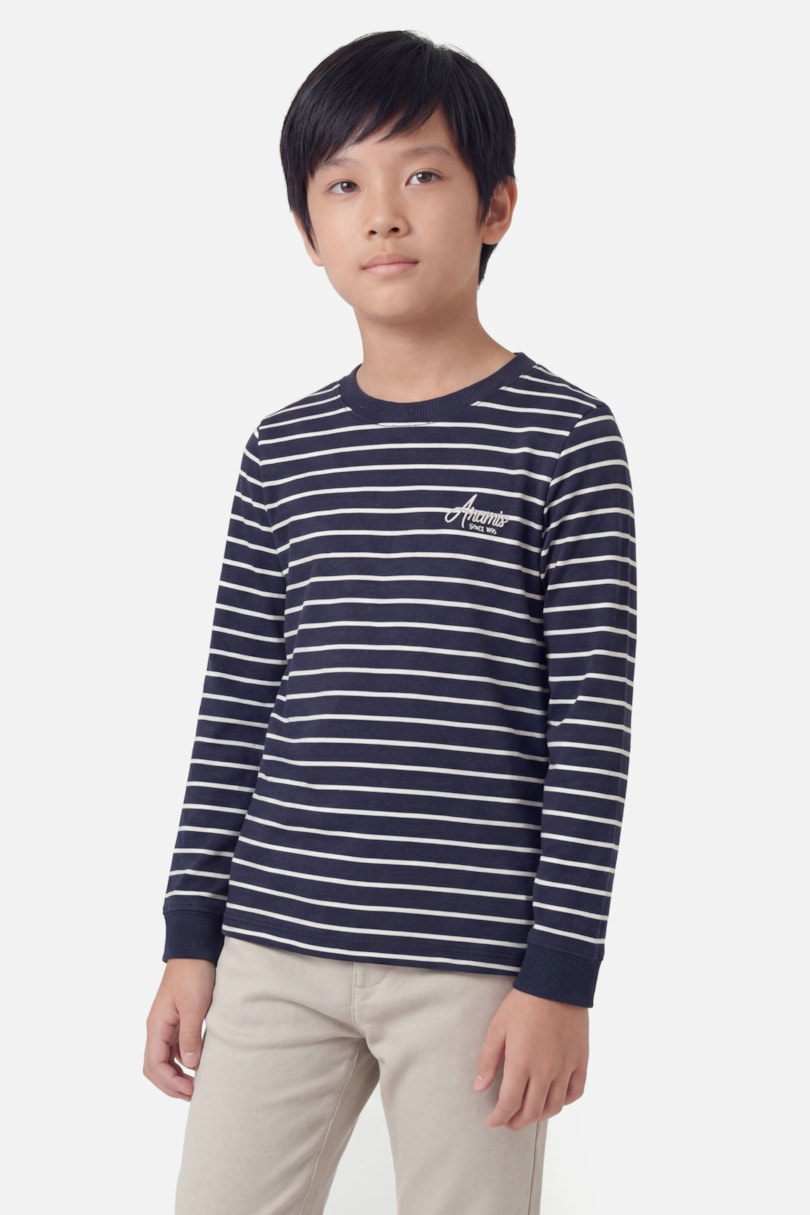 Camiseta Manga Longa Infantil Listra Bordada Navy