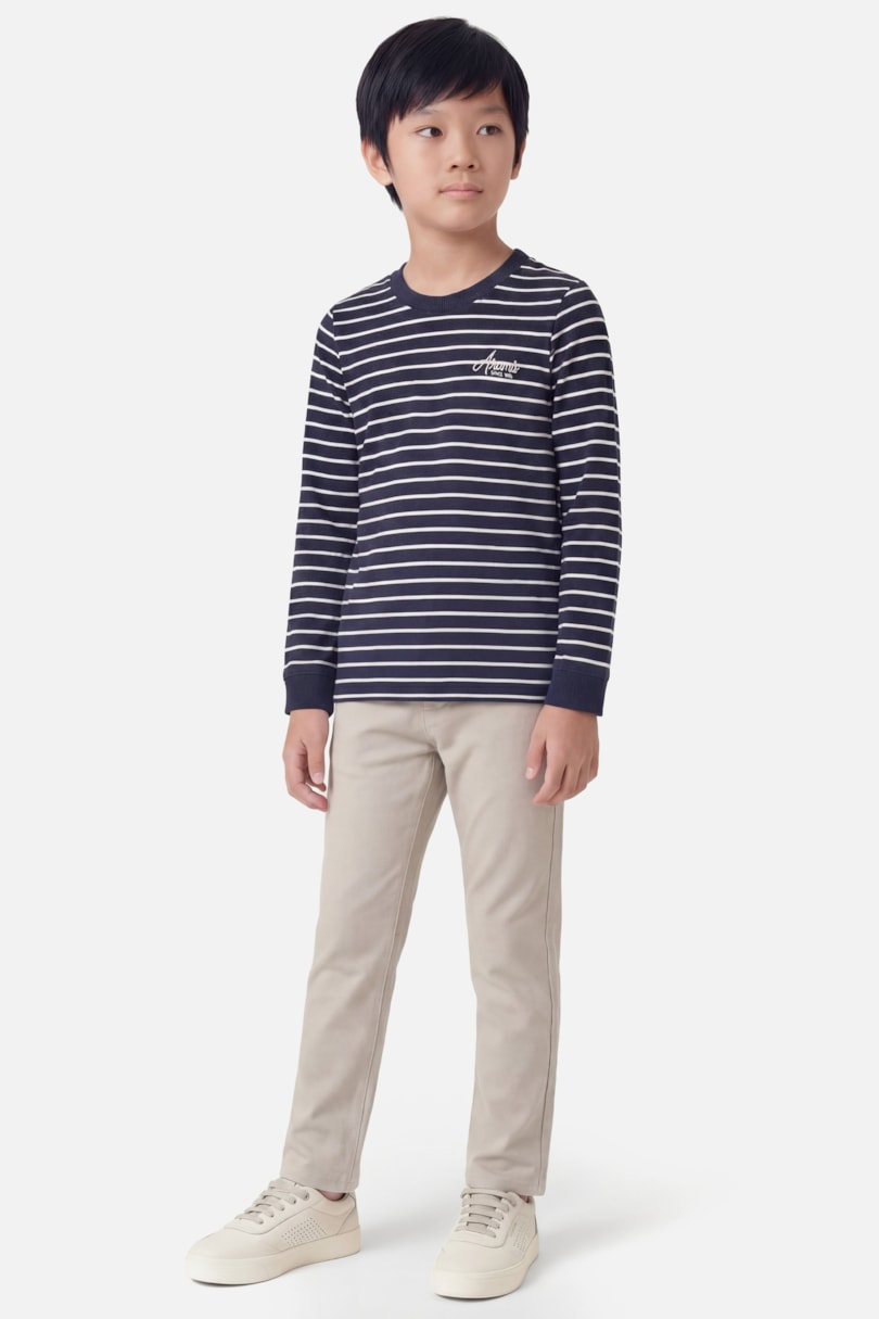 Camiseta Manga Longa Infantil Listra Bordada Navy